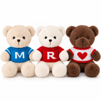 Cremefarbener Soft-Touch Plüsch-Teddybär mit Buchstaben-Pullover, Kuscheliges Stofftier für Geburtstag und Schlafzimmerdekoration