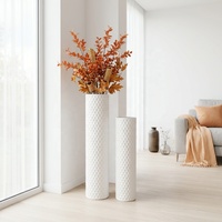 Set Vas Lantai Logam 2 Buah 70x55cm Besar Putih Modern Dekorasi Rumah Vas Lantai Dekoratif untuk Pintu Masuk Cina