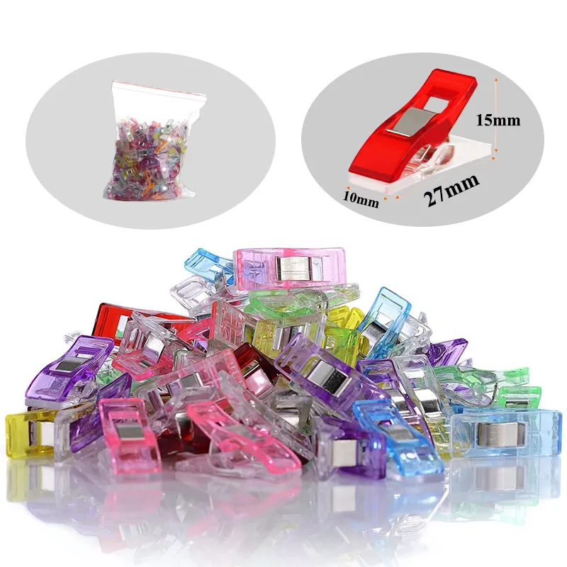 100pcs/bag 27mm Mini Assorted Colors Plastic Wonder Sewing Clips For Quilting