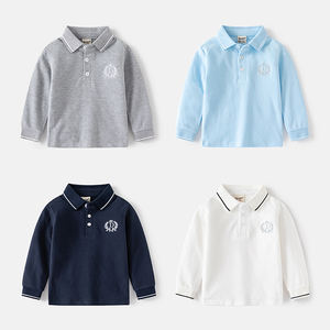 Nouveau Polo Enfant Automne Garçons Couleur Unie Col Revers Manches Longues T-Shirt Pull Bébé Personnalisable Vente en Gros - Product Image 2
