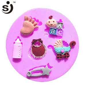 Food grade silicon Baby feet and car toys concrete Silicone fondant cake mold