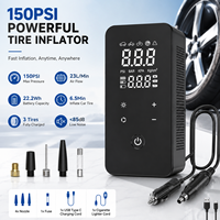 Digital Tire Inflator with Touch Screen 150PSI Portable Air Pump Plastic 12V Automatic Shut off CE Certified for Cars/MPV