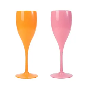 Custom Logo Champagne Flutes Plastic Champagne Glass Party Wedding Food Grade Acrylic Wine Glasses