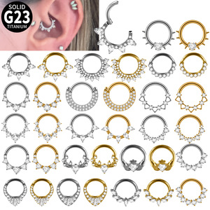 Anillos de Titanio G23 para <span class=keywords><strong>Piercing</strong></span>, Anillos de Septum 16G, Clicker Daith, Aros para la Nariz, Clicker Segmentado Articulado Daith para Mujeres y Hombres - Product Image 1