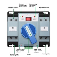GCDQCN Saklar Transfer Otomatis (ATS) Daya Ganda 2P 63A Penggunaan Rumah Tangga Listrik & Generator 220V Pengontrol Cina