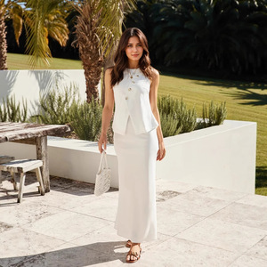 Conjunto de 2 Piezas para <span class=keywords><strong>Mujer</strong></span>, Estilo Casual de Negocios, Verano 2026, <span class=keywords><strong>Chaleco</strong></span> sin Mangas, <span class=keywords><strong>Blazer</strong></span> Ajustado, Falda Maxi, Traje de Trabajo - Product Image 1