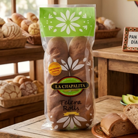 Bolsas de pan de LDPE de grado alimenticio con base acanalada para exhibición en panadería, empaque de sándwiches y panes, almacenamiento transparente e higiénico