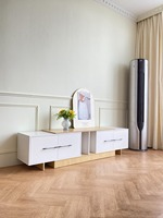 Meuble TV extensible Wodoen, meuble TV moderne pour téléviseurs de 50 à 100 pouces, centre de divertissement avec armoires et étagères ouvertes