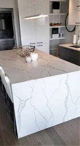 Dalles de <span class=keywords><strong>quartz</strong></span> artificiel Calacatta blanc, couleur blanche avec des veines, pierre pour plans de travail - Product Image 3