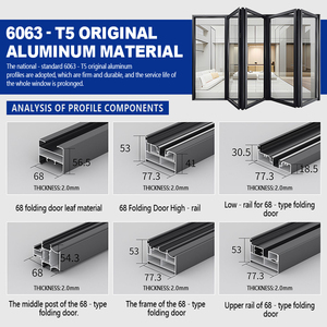 Puertas Plegables de Aluminio con Vidrio Templado de Calidad y Económicas <span class=keywords><strong>para</strong></span> Patio, <span class=keywords><strong>Terraza</strong></span> y Exteriores - Product Image 3