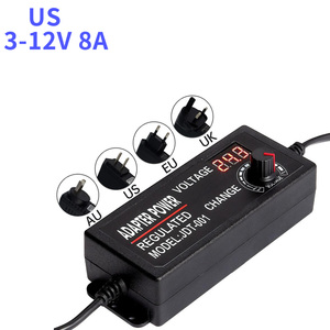 แหล่งจ่ายไฟ DC 3-12V 8A ขายดี พร้อมจอแสดงผลปรับแรงดันไฟฟ้าได้ 96W MAX ปลั๊กแบบ US สำหรับมอเตอร์ เครื่องยนต์ และอุปกรณ์อื่นๆ - Product Image 1