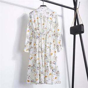 Robe Longue Fleurie Vintage en Mousseline d'Été pour Femme, Col <span class=keywords><strong>Rétro</strong></span> Décontracté Coupe Ajustée - Product Image 5
