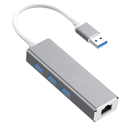 Hub USB 3.0 Type C à 3 ports avec adaptateur Gigabit Ethernet RJ45 1000 Mbps, en ABS+Aluminium, certifié FCC, en stock, avec boîte cadeau – Meilleures ventes
