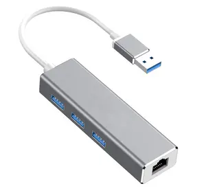 مهايئ USB 3.0 Hub 3 مداخل من نوع C الأعلى مبيعاً مع محول جيجابت إثرنت RJ45 1000 ميجابايت في الثانية