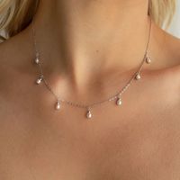 Collier pendentif en acier inoxydable plaqué or eManco avec perle simulée, chaîne à maillons, cadeau de fiançailles