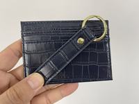 Dompet Kartu Kredit Mini Tipis Anti-RFID Kulit Buaya Asli Looen Custom Desain Solid Nasional Tanpa Penutup