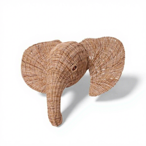 Decoración de Pared de Ratán Tejido Estilo Bohemio con Forma de Elefante para Cuarto de Bebé, Decoración Ecológica para el Hogar - Product Image 1