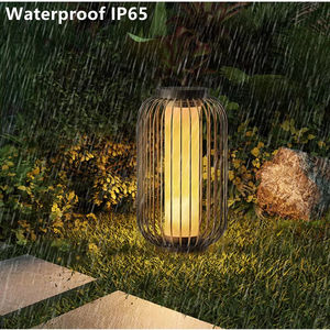 Lampada solare a LED da giardino all'aperto gabbia per uccelli imitata lampione in marmo impermeabile IP65 per illuminazione cortile Villa parco - Product Image 3