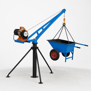 Sistema de elevación de materiales con minigrúa para techos en edificios de construcción, con carretilla eléctrica y manejo seguro de hormigón. - Product Image 4