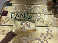 Papier peint de feuilles de Ginkgo peint à la main en feuille d'or de qualité supérieure pour la décoration murale intérieure
