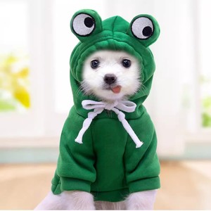 Sweat à capuche Frog Eyes pour animaux de compagnie, vêtements pour chiens et chats, design animal mignon, matériau en polyester, vêtements chauds pour l'hiver, taille petite à moyenne - Product Image 1