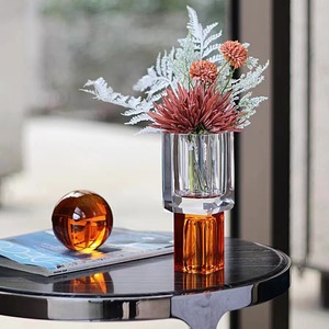 Vaso da Tavolo Grande <span class=keywords><strong>di</strong></span> Lusso Design Moderno <span class=keywords><strong>in</strong></span> Cristallo Sfaccettato Trasparente Ambra Nero Ecologico Artigianato <span class=keywords><strong>in</strong></span> Cristallo all'Ingrosso Decorazione per la Casa - Product Image 1