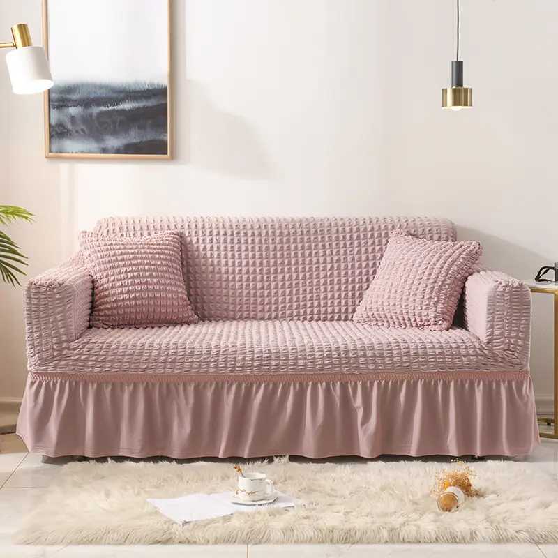 Grosir penutup kursi Sofa desain mewah sarung Sofa rumbai 3 tempat duduk sarung Sofa elastis meregang