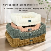 Coussin carré amovible rayé respirant et lavable pour animaux de compagnie, idéal pour l'hiver, pour chats et chiens, à prix avantageux