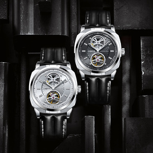 Đồng hồ cơ da đen LOBINNI dành cho nam, chống nước 5ATM, phong cách thời trang kinh doanh, mặt số kim chỉ. - Product Image 5