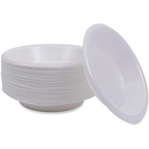 Bols jetables résistants aux chocs Boardwalk BWKBOWLHIPS12WH 10-12 oz. Plastique blanc (1000/carton) - Product Image 2