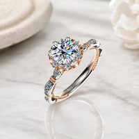 Bague de mariage pour femme en argent sterling S925, Moissanite Mozambique, double couleur, luxe léger, tendance, 1 carat