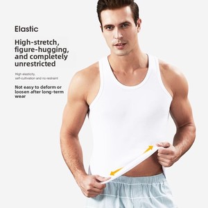 Canotta Sportiva Casual da <span class=keywords><strong>Uomo</strong></span> 100% Cotone, Senza Maniche, Versatile, Adatta per Mezza Età e Anziani, Intimo Bianco, Sottocamicia con Collo Rotondo - Product Image 3