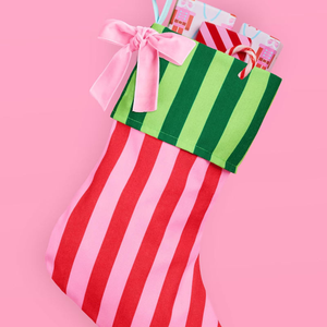 Chaussettes de Noël classiques personnalisées à rayures avec élégant nœud en velours, décoration de cheminée en toile pour les fêtes, cadeau familial - Product Image 5