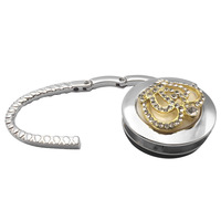 BB-085 Crochet de suspension pliable pour sac à main, motif couronne fraise et strass, pour bord de table