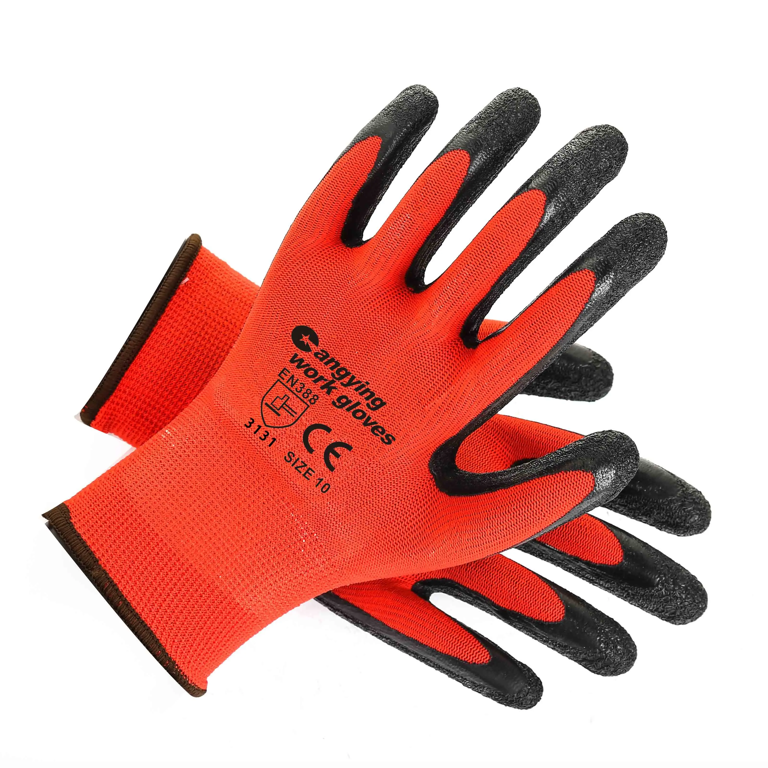china Factory supply rubber safety gloves industrial work gloves 13gauge latex grip gloves