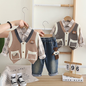 Autunno 3 pezzi abbigliamento formale jeans set per ragazzi 5 anni - Product Image 2