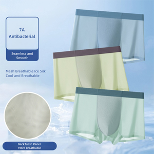 Calzoncillos bóxer de verano para hombre, talla grande, de seda helada, sin costuras, transpirables, de secado rápido, con malla antibacteriana 7A - Product Image 2