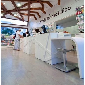 Escritorio de caja registradora de Farmacia de clínica pequeña y moderna, mostrador de recepción de Salón Blanco pequeño de belleza, Mostrador de <span class=keywords><strong>cajero</strong></span> de Boutique, escritorio frontal - Product Image 5