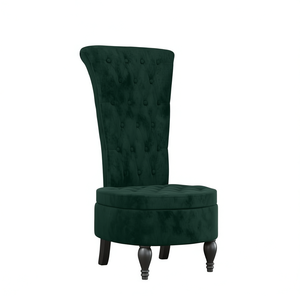 Silla de Oficina de Respaldo Alto, Tapizada en Terciopelo Verde Oscuro, Estructura de Madera Maciza, Diseño Acolchado, Estilo Ejecutivo, Muebles Comerciales - Product Image 1