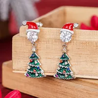 CAOSHI-Boucles d'oreilles élégantes en zircon, arbre de Noël et chapeau de Noël, avec pendentifs multicolores brillants pour mariage, mariage