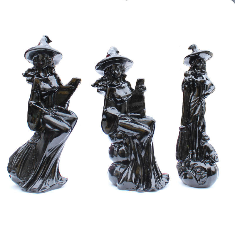 แม่มดคริสตัลออบซิเดียนสีดำธรรมชาติ