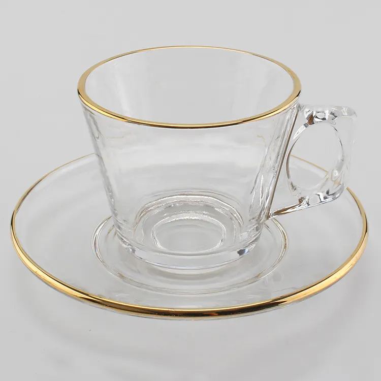 Nuevo juego de tazas de café árabe con platillo que Calca la taza de té turco dorada y plateada