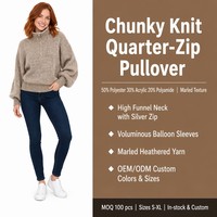 Pull-over pour femme personnalisé OEM & ODM, tricot épais, manches longues, élégant, automne-hiver, Noël, vêtements en polyester, Ropa De Mujer