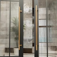 Poignée de porte en verre pour hôtel Shunlian SL-01, style antique chinois, en acier inoxydable épais, finition polie, double porte, sur mesure