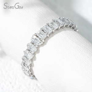 10k Solid Gold Yellow White gold Diamond Band <b>Ring</b> Anniversary Band Wedding Band <b>Two</b> Different Size <b>Stone</b> half Style Fine Jewel - Product Image 4