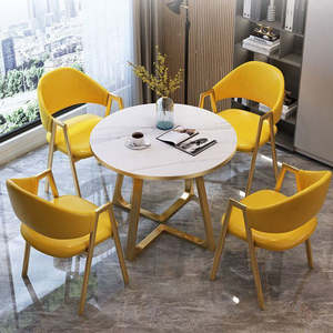 Ensemble de table et chaises de salle à manger nordique moderne compact en pierre frittée, style marbre, pour hôtel, 4 places, <span class=keywords><strong>moins</strong></span> <span class=keywords><strong>cher</strong></span> - Product Image 1