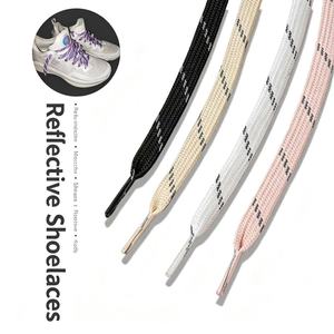 Lacets plats personnalisés en polyester élastique de 1 cm, cordon réfléchissant pour chaussures de sport, accessoires pour paire de lacets - Product Image 3