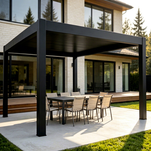 Pérgola Moderna de Aluminio ARKOVE con Recubrimiento de Polvo Negro, Cubierta Rectangular para Patio Exterior - Product Image 1