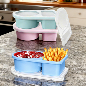 Multi-functional leak-proof food storage <b>box</b> Silicone <b>snack</b> container Reusable silicone lunch <b>box</b> Portable <b>snack</b> <b>box</b> with lid - Product Image 3