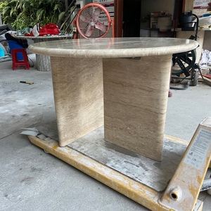 SW pietra OEM/ODM lucidato naturale travertino rotondo piani del tavolo travertino romano cucina sala da pranzo <span class=keywords><strong>mobili</strong></span> - Product Image 4